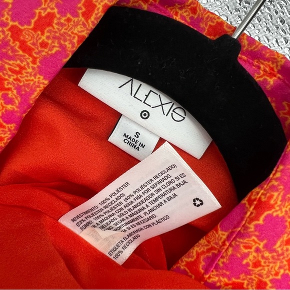 Alexis X Target Wrap Mini Pleated Dress Orange Floral Flower Flutter Sleeve - Picture 12 of 13